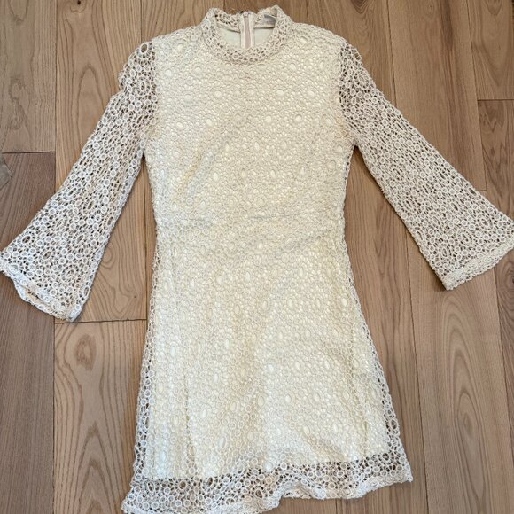 Ivory Crochet Mini Dress - Picture 1 of 3